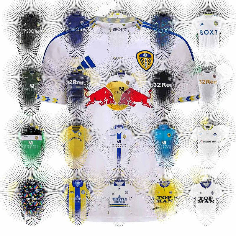 Leeds Utd combination of shirts from the past